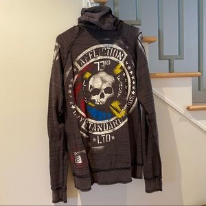 Affliction Reversible Hooded Sweatshirt Size Large